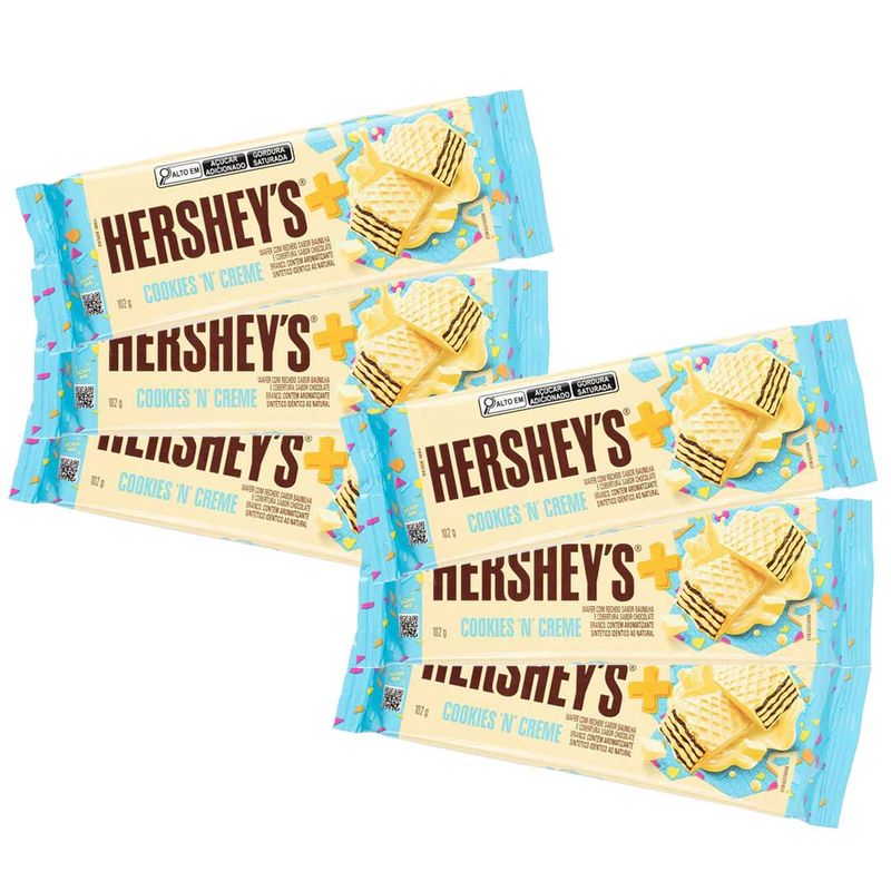 Kit c/6 Chocolate Hersheys Mais Branco Cookies n Creme 102g - Hersheys