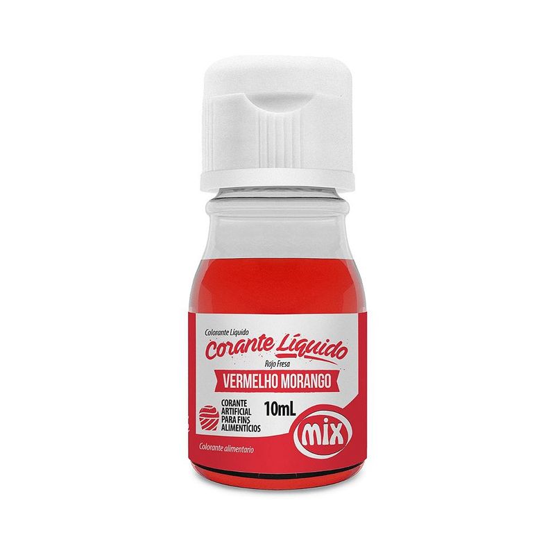 Corante liquido vermelho morango 10ml Mix