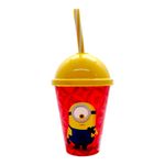 Copo com Tampa e Canudo - Minions Pensando e Rindo - 280ml - 1 unidade - Plasútil - Magazine 25