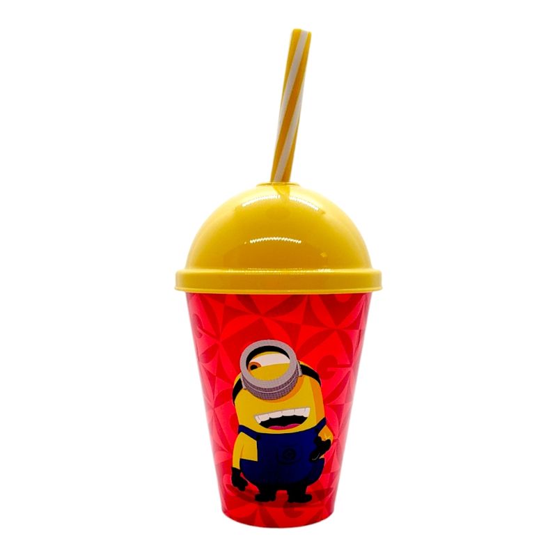 Copo com Tampa e Canudo - Minions Pensando e Rindo - 280ml - 1 unidade - Plasútil - Magazine 25