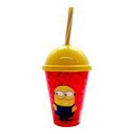 Copo com Tampa e Canudo - Minions Sorrindo e Comendo Maçã - 280ml - 1 unidade - Plasútil - Magazine 25