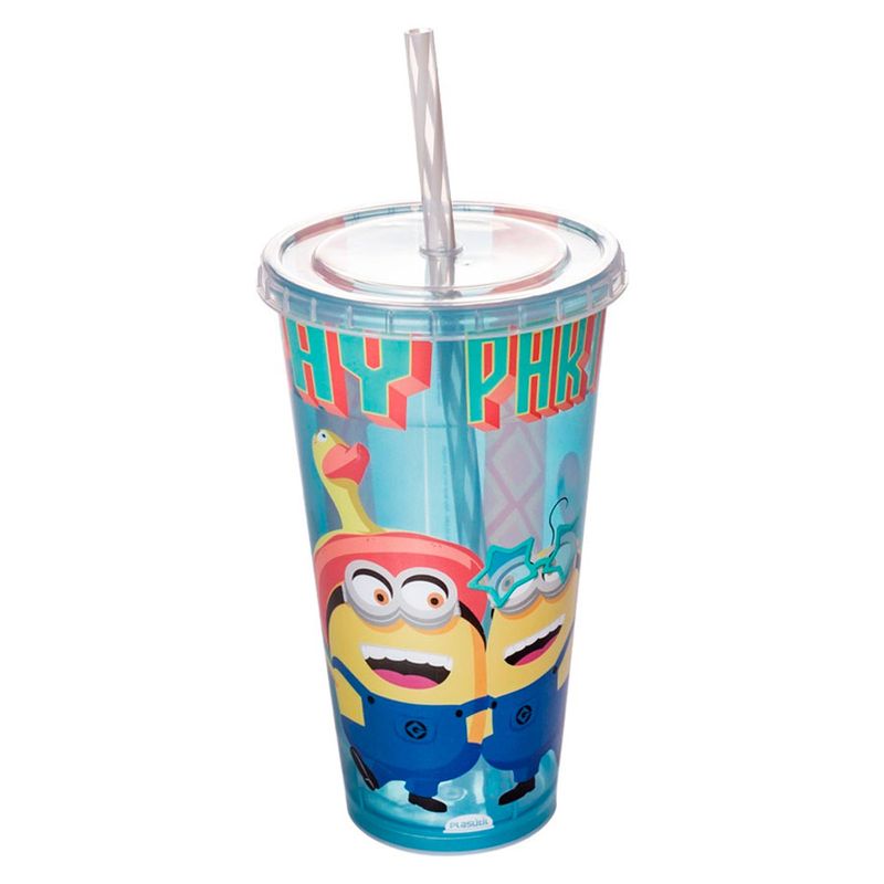 Copo com Tampa e Canudo - Minions - 700ml - 1 unidade - Plasútil - Magazine 25