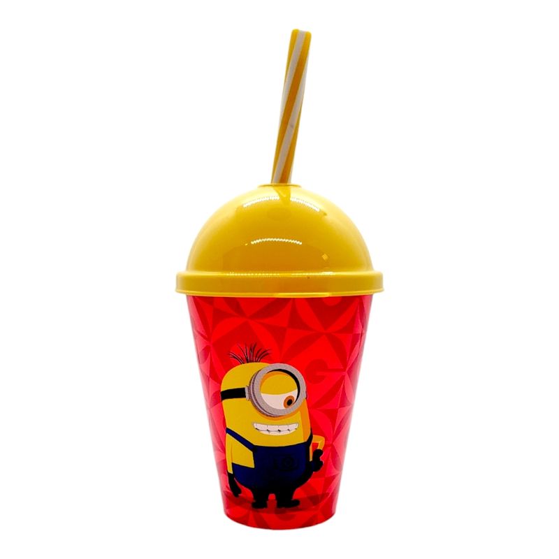 Copo com Tampa e Canudo - Minions Comendo Doce e Sorrindo - 280ml - 1 unidade - Plasútil - Magazine 25