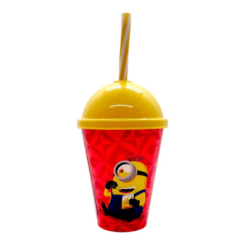 Copo com Tampa e Canudo - Minions Comendo Doce e Sorrindo - 280ml - 1 unidade - Plasútil - Magazine 25