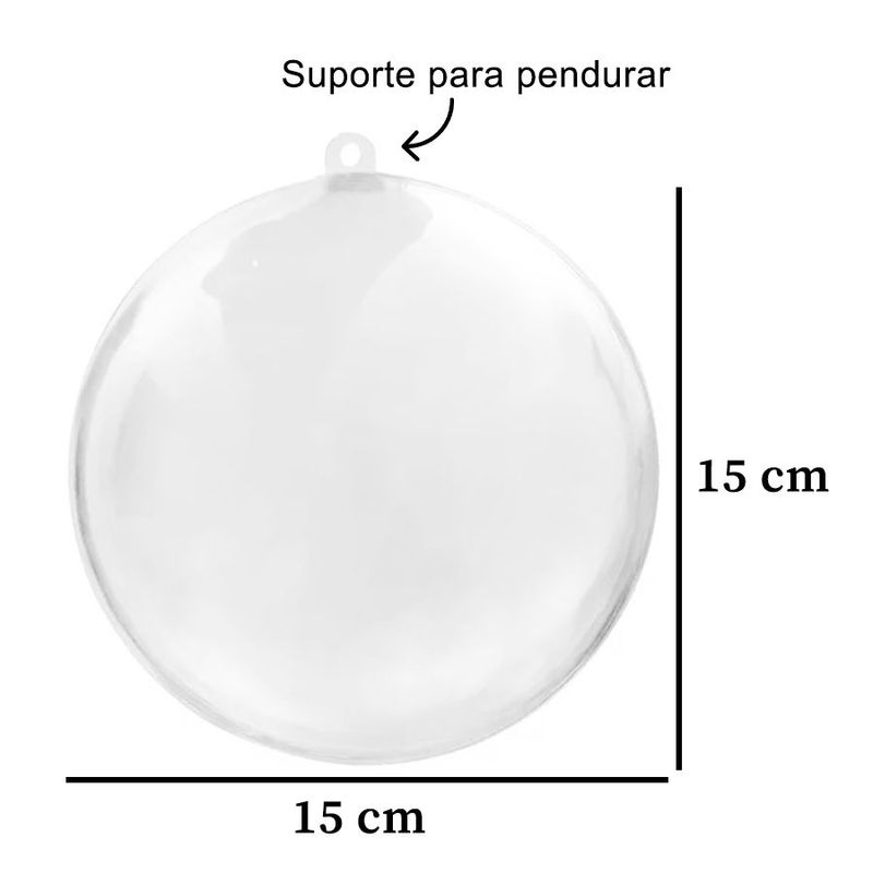 Bola de Acrílico Transparente - 15cm - 1 unidade - Magazine 25