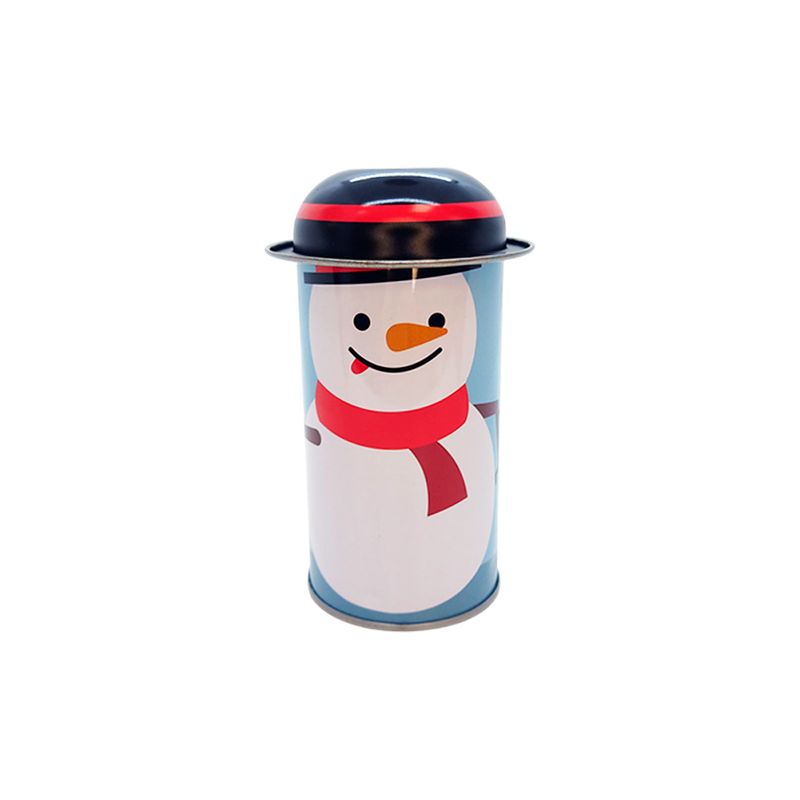 Lata de Metal de Natal - Boneco de Neve - Azul - 11cm - 1 unidade - Magazine 25