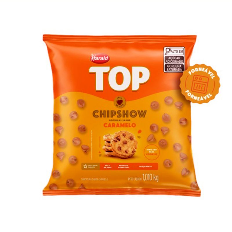 Chocolate em Gotas Forneável Chipshow Caramelo - Top - 1,010kg - 1 unidade - Harald - Magazine 25