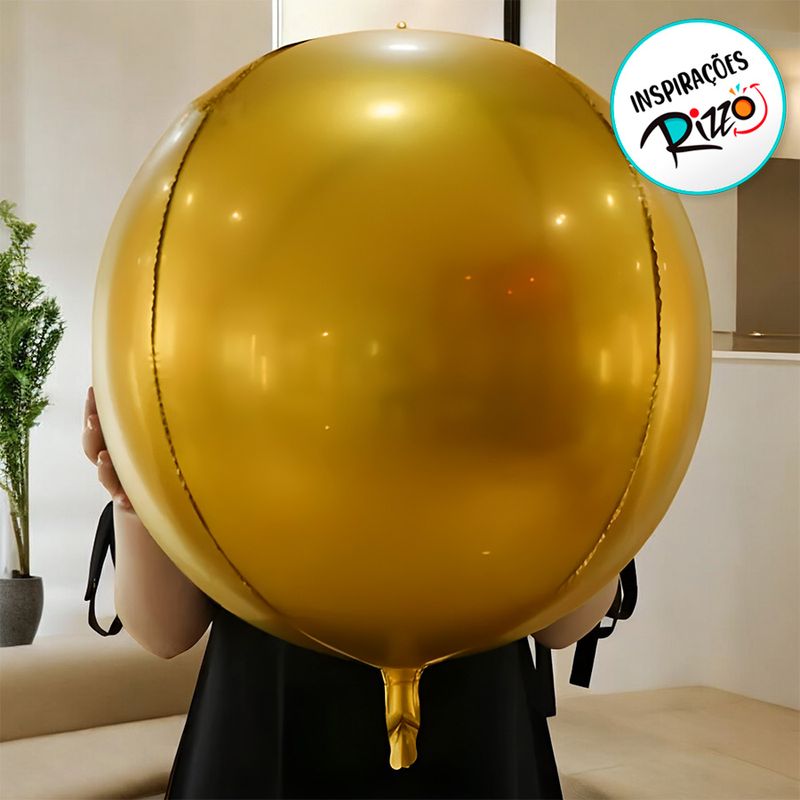 Balão de Festa Metalizado 50" 1,25m - Orbz Dourado - 1 unidade - Magazine 25