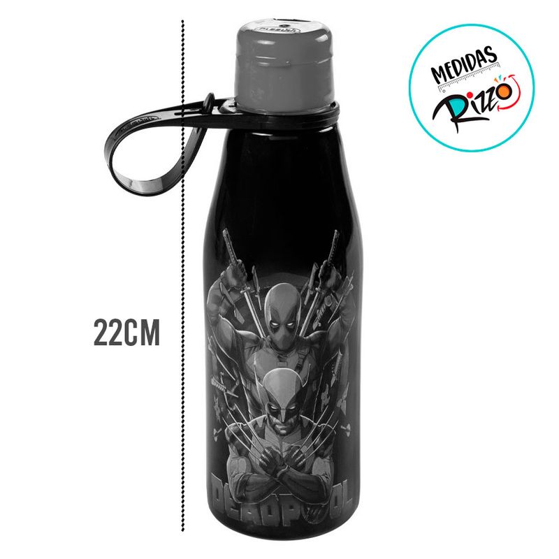 Garrafa Abre Fácil - DeadPool e Wolverine Preta - 530ml - 1 unidade - Plasútil - Magazine 25