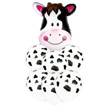 Buque de Balões Animal Print 24"- Vaca - 01 Balão Metalizado + 6 Balões Látex - Partiufesta - Magazine 25