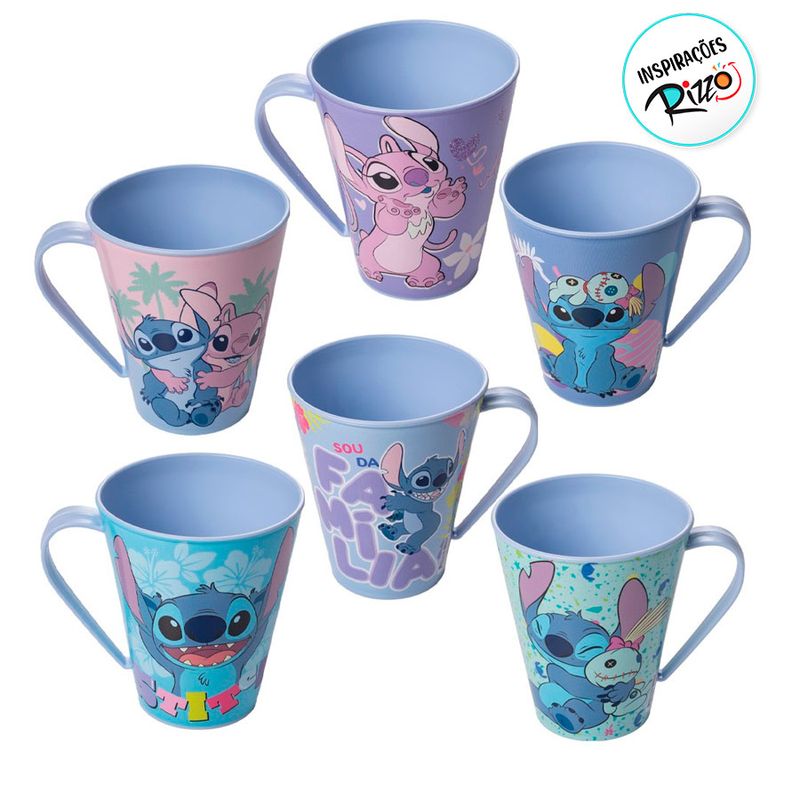 Caneca de Plástico Stitch Abraço - 360ml - 1 unidade - Plasútil - Magazine 25