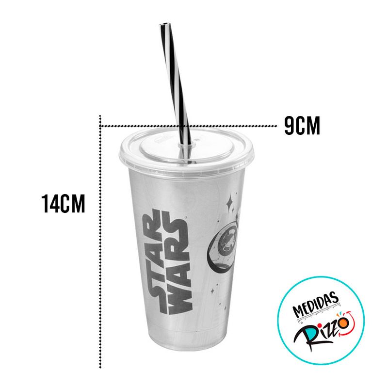 Copo com Tampa e Canudo - Star Wars Sabre de Luz - 500ml - 1 unidade - Plasútil - Magazine 25