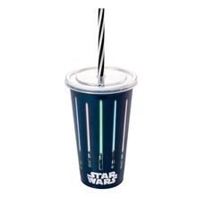 Copo com Tampa e Canudo - Star Wars Sabre de Luz - 500ml - 1 unidade - Plasútil - Magazine 25