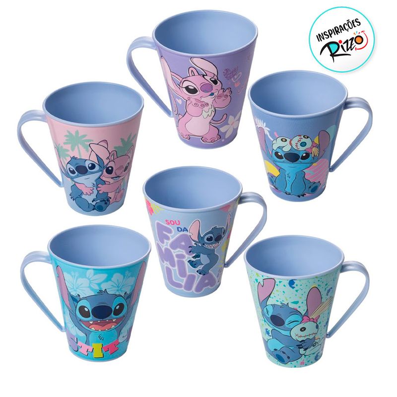 Caneca de Plástico Stitch Sorrindo - 360ml - 1 unidade - Plasútil - Magazine 25