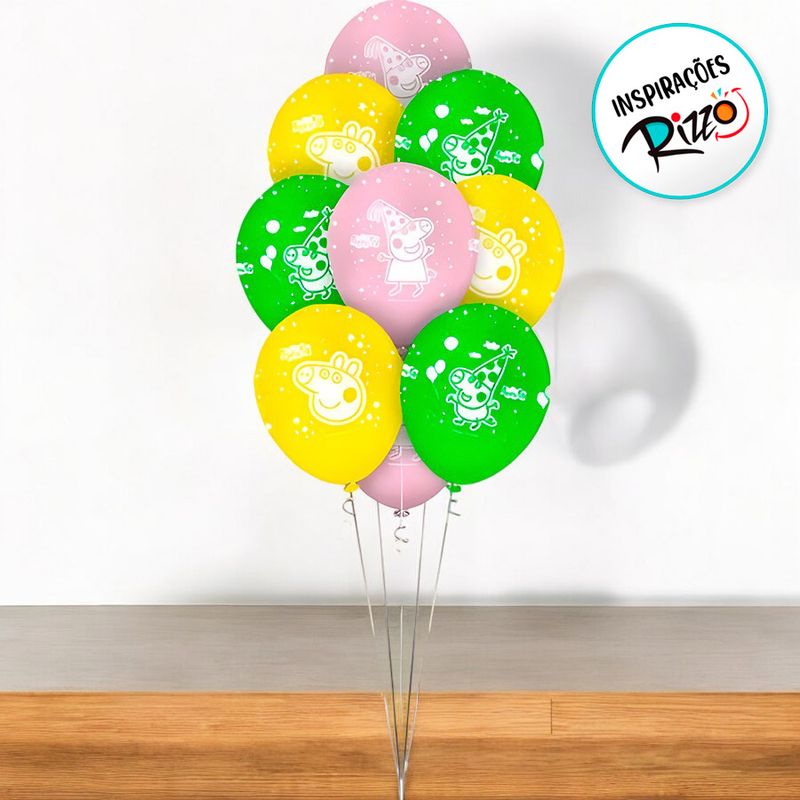 Balão de Festa Decorado 12" 30cm - Peppa Pig Clássica - 10 unidades - Regina  - Magazine 25