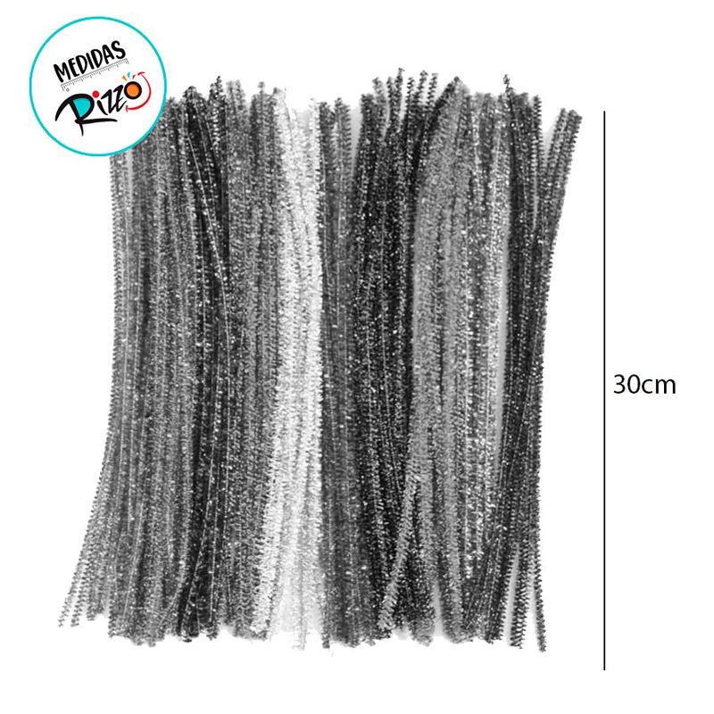 Haste de Chenille Glitter 30 cm - Sortido - 100 unidades - Magazine 25
