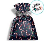 Saco para Presente Decorado Metalizado - Candy Cane - 50 unidades - Cromus - Rizzo