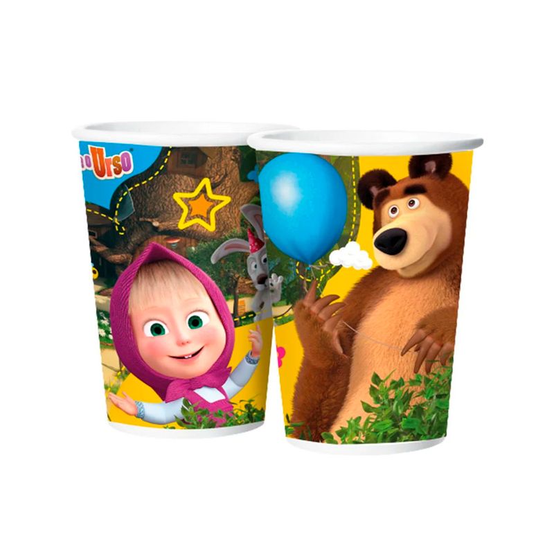 Copo de Papel - Masha e O Urso Clássico - 180ml - 8 unidades - Regina - Magazine 25