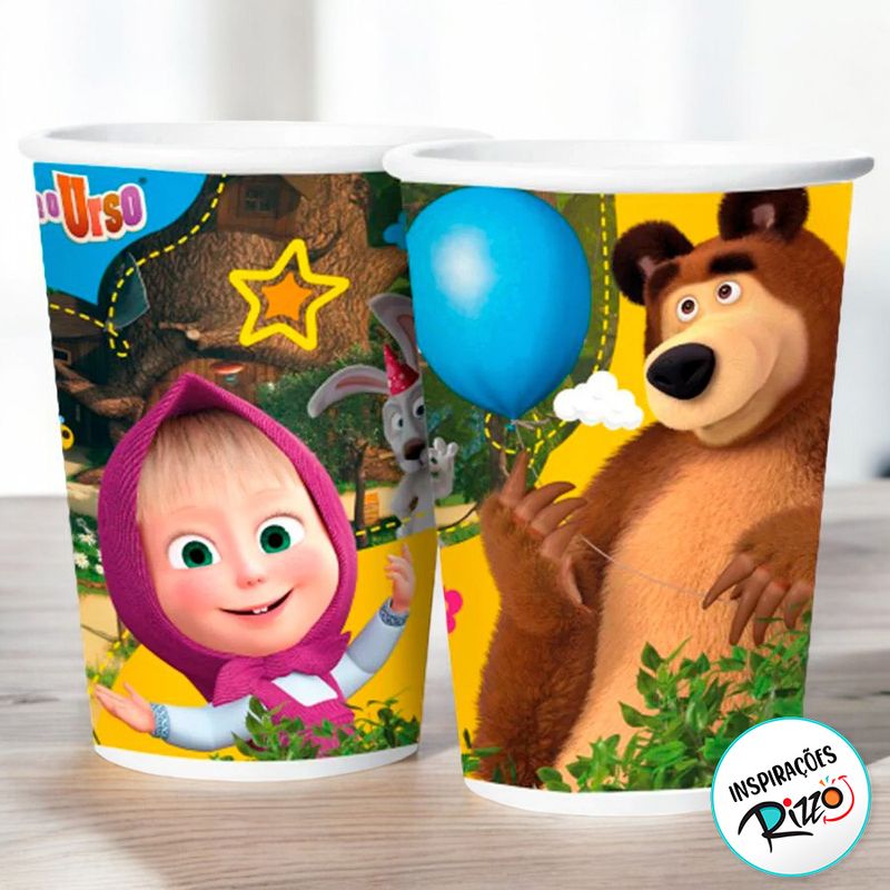 Copo de Papel - Masha e O Urso Clássico - 180ml - 8 unidades - Regina - Magazine 25