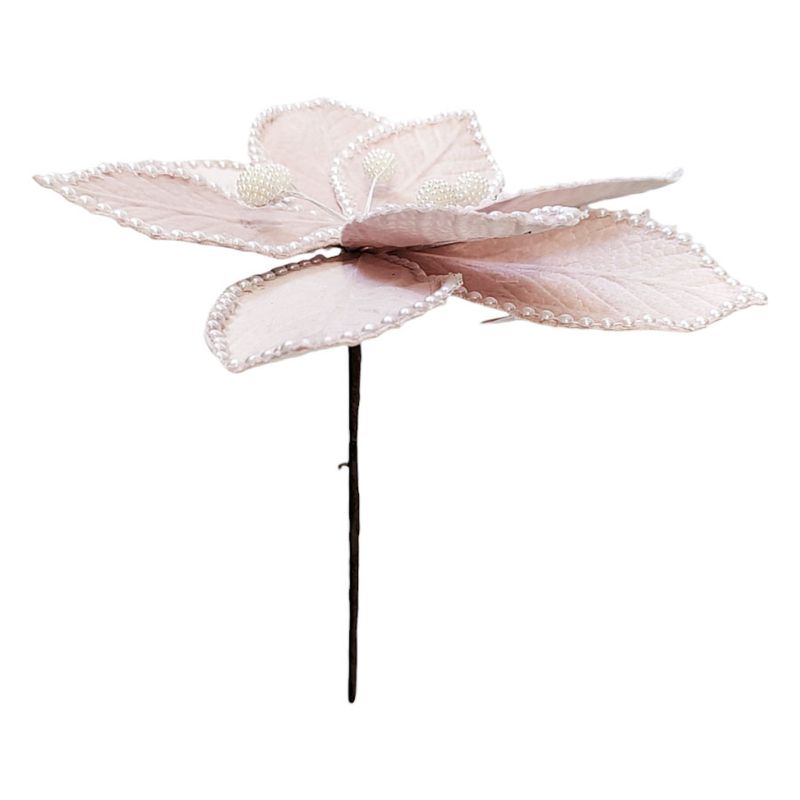 Poinsétia Decorativa - Rose com Perolas - 30cm - 1 unidade - Magazine 25