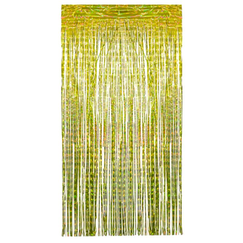Cortina Decorativa Metalizada de Glitter Dourado Hológrafico - 1x2m - 1 unidade - Magazine 25