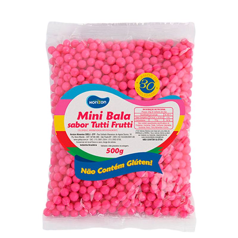 Mini Balinha para Lembrancinha Sabor Tutti Frutti - Pink - 500g  - 1 unidade - Magazine 25