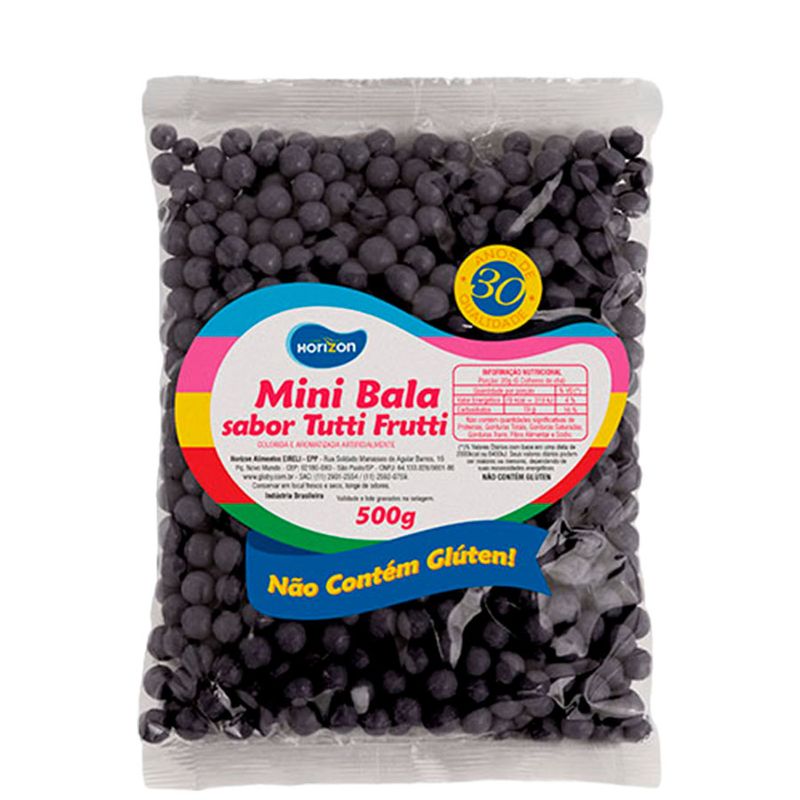 Mini Balinha para Lembrancinha Sabor Tutti Frutti - Preto - 500g  - 1 unidade - Magazine 25