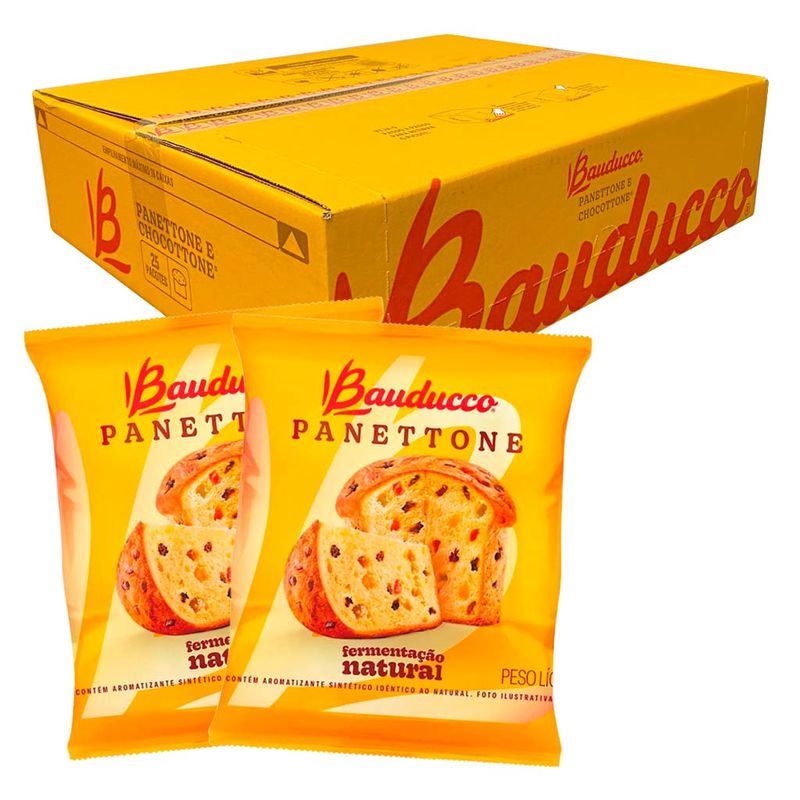 Mini Panettone Flowpack Frutas Cristalizadas 80g c/25 - Bauducco