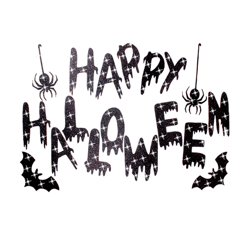 Faixa Decoração Halloween com Glitter Happy Halloween