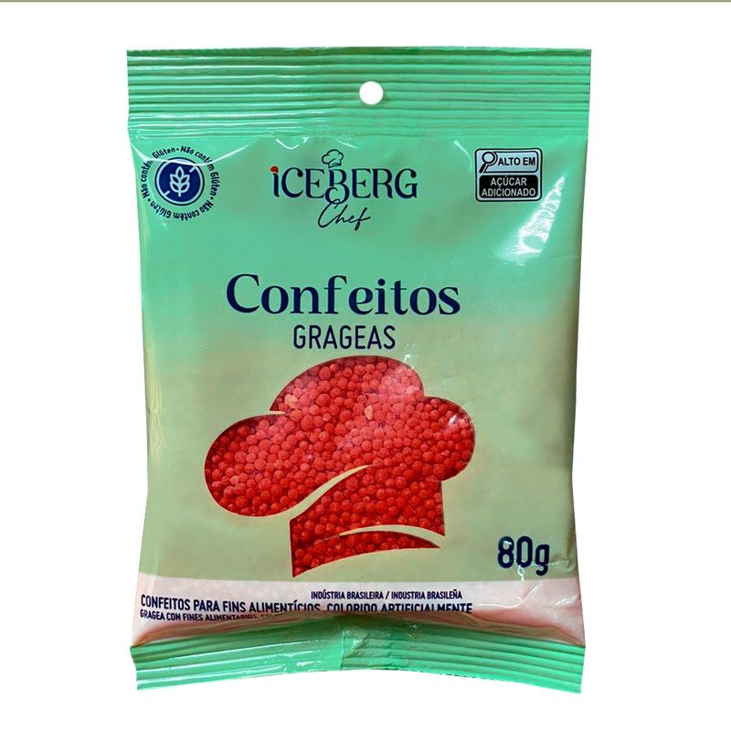 Confeito Grageas Vermelho 80g - Iceberg Chef
