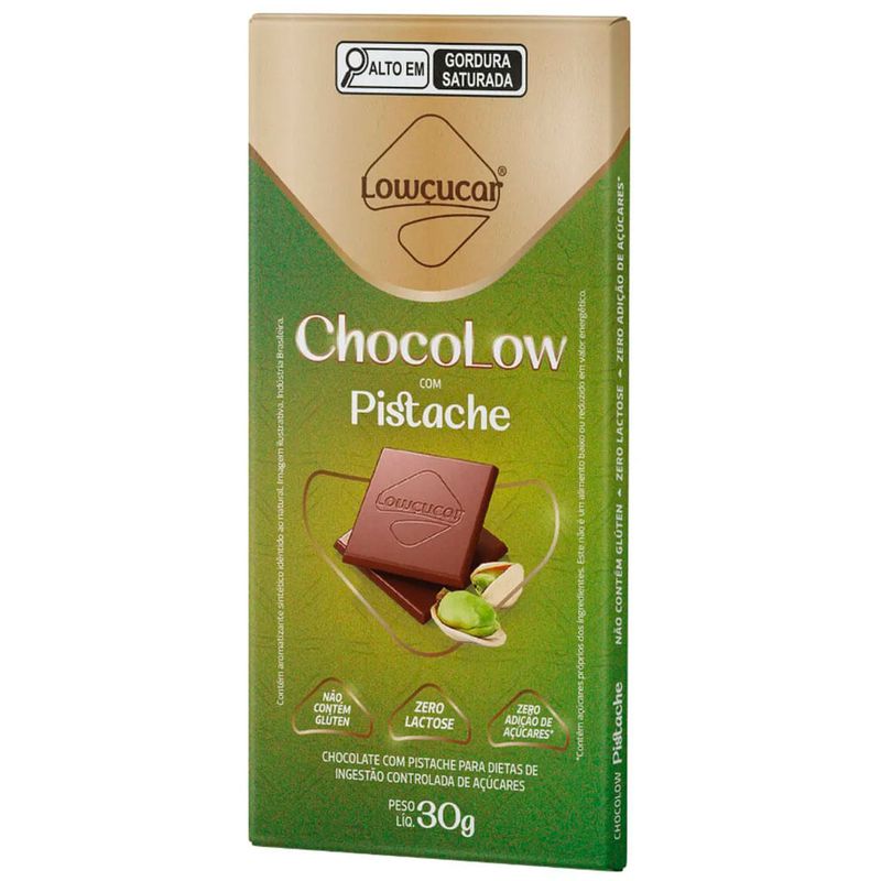 Tablete de Chocolate Chocolow Pistache Diet 30g - Lowçúcar