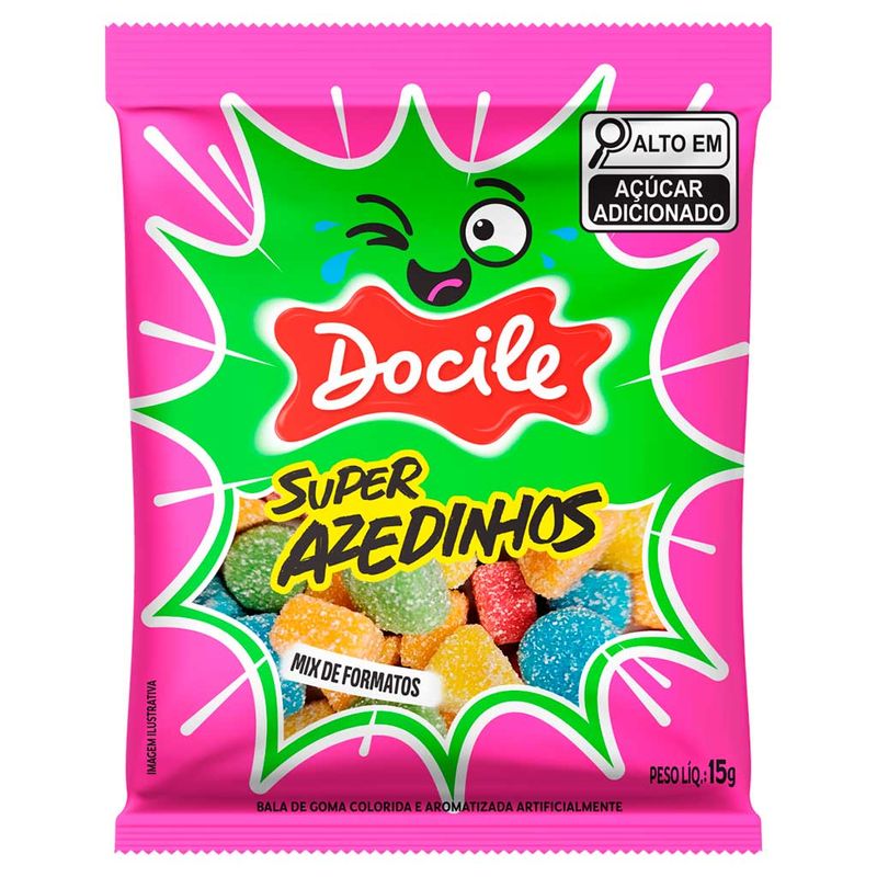 Bala de Goma Super Azedinhos Mix de Formatos 15g c/12 - Docile
