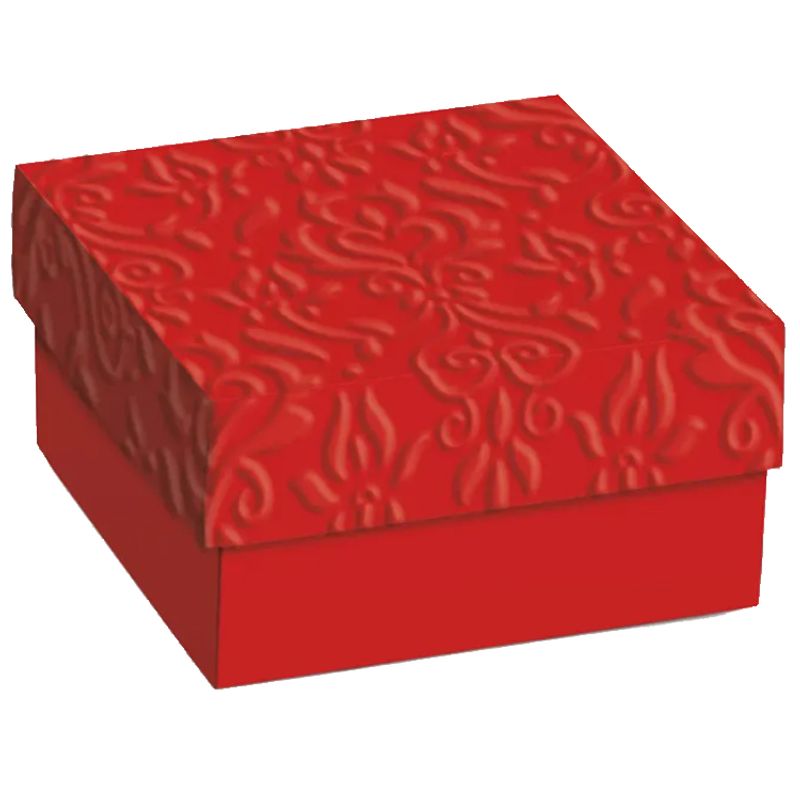 Mini Caixa Quadrada Relevo G 12x12x4cm Vermelho - 10 Un