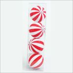 Kit Bola De Natal - Listrada Veludo Vermelho e branco - 9,5cm - 4 unidades - Cromus - Magazine 25