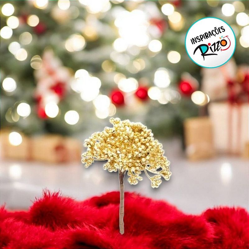 Pick Decorativo de Natal - Ouro Com Glitter - 15cm - 1 unidade - Cromus - Magazine 25