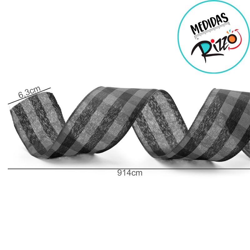 Fita Decorativa Aramada - Xadrez Preta e Vermelha - 6,3cm x 9,14m - 1 unidade - Cromus - Magazine 25