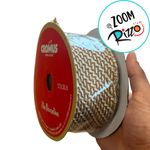 Fita Decorativa Aramada - Branco, Marrom - 6,3cm x 9,14m - 1 unidade - Cromus - Magazine 25
