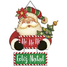 Plaquinha de MDF Papai Noel Placa HOHOHO  46cm - 01 unidade - Litoarte - Magazine 25