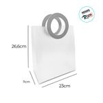 Sacola Transparente PVC com Alça Redonda de Couro Branca - 26,5x23x11cm - 1 unidade - Artlille - Magazine 25