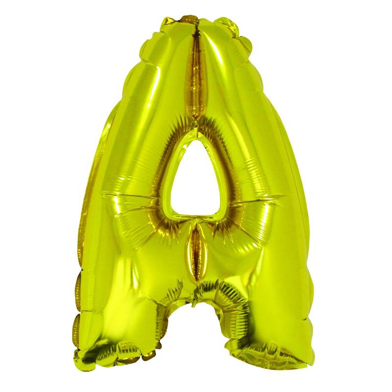 Balão Metalizado com Canudo 16" Letra Dourada A - 1 Un