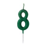 Vela Pequena Glitter Verde Número 8 - 1 Un