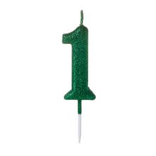 Vela Pequena Glitter Verde Número 1 - 1 Un