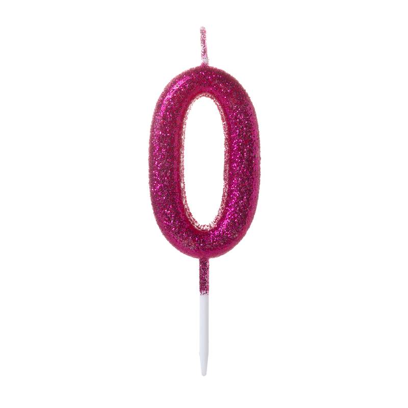 Vela Pequena Glitter Rosa Número 0 - 1 Un