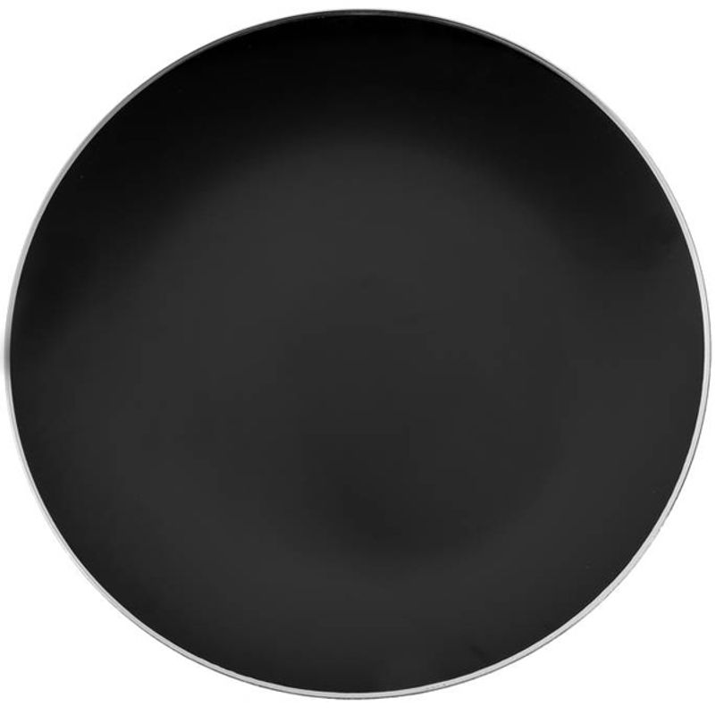 Prato Refeição Preto Borda Prata 26cm - 6 Un