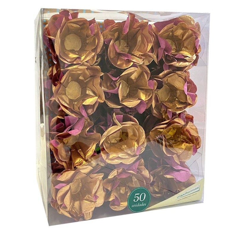 Forminha Flor - Tons Metal - Rose Gold - 50 UN - MaxiFormas - Magazine 25