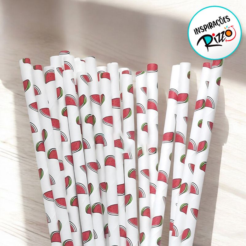 Canudo de Papel - Melancia - 12 unidades - Magazine 25