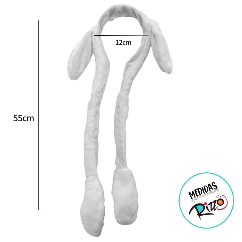 Tiara Orelha Coelho com Movimento - Branco e Preto - 55cm - 1 unidade - Magazine 25