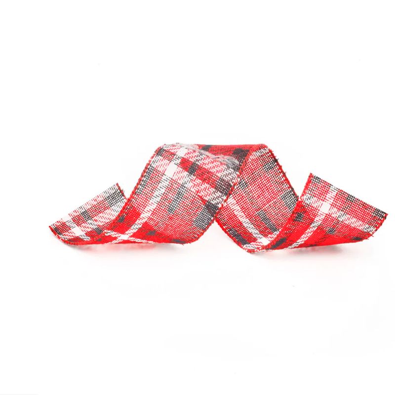 Fita Decorativa Aramada - Xadrez Vermelho, Preto, Branco - 6,3cm x 9,14m - 1 unidade - Magazine 25 - Magazine 25