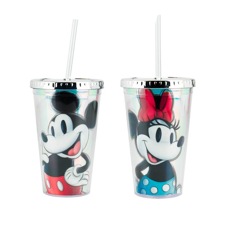 Copo de Plástico com Tampa e Canudo Minnie - 450ml - 1 unidade - Magazine 25