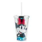 Copo de Plástico com Tampa e Canudo Minnie - 450ml - 1 unidade - Magazine 25